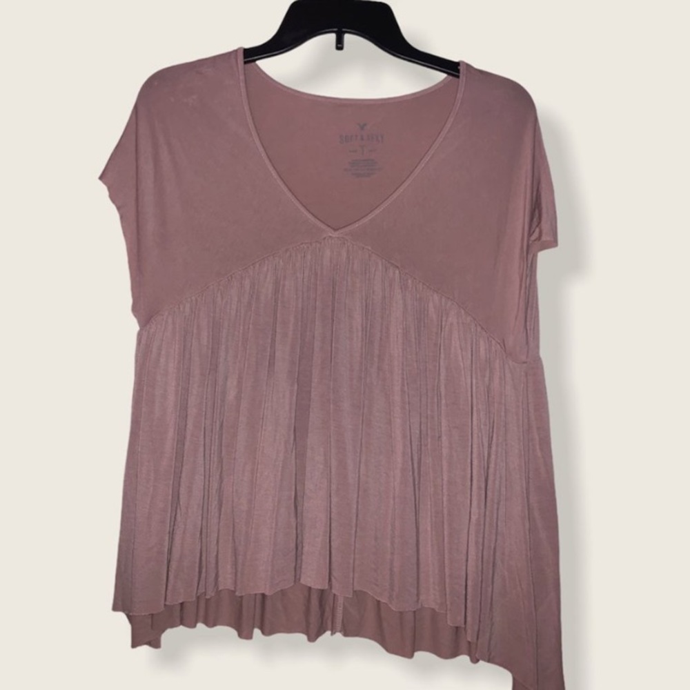 tan american eagle blouse